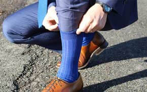 chaussette fil ecosse bleu soie homme